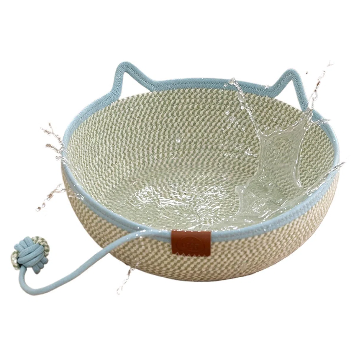 Camas para Gatos Cesta de Cuerda de Algodón Tejida a Mano con Cola de | Cama para gato pequeño para Todas las Estaciones Gatito Animal Viaje y Enriquecimiento para Mascotas
