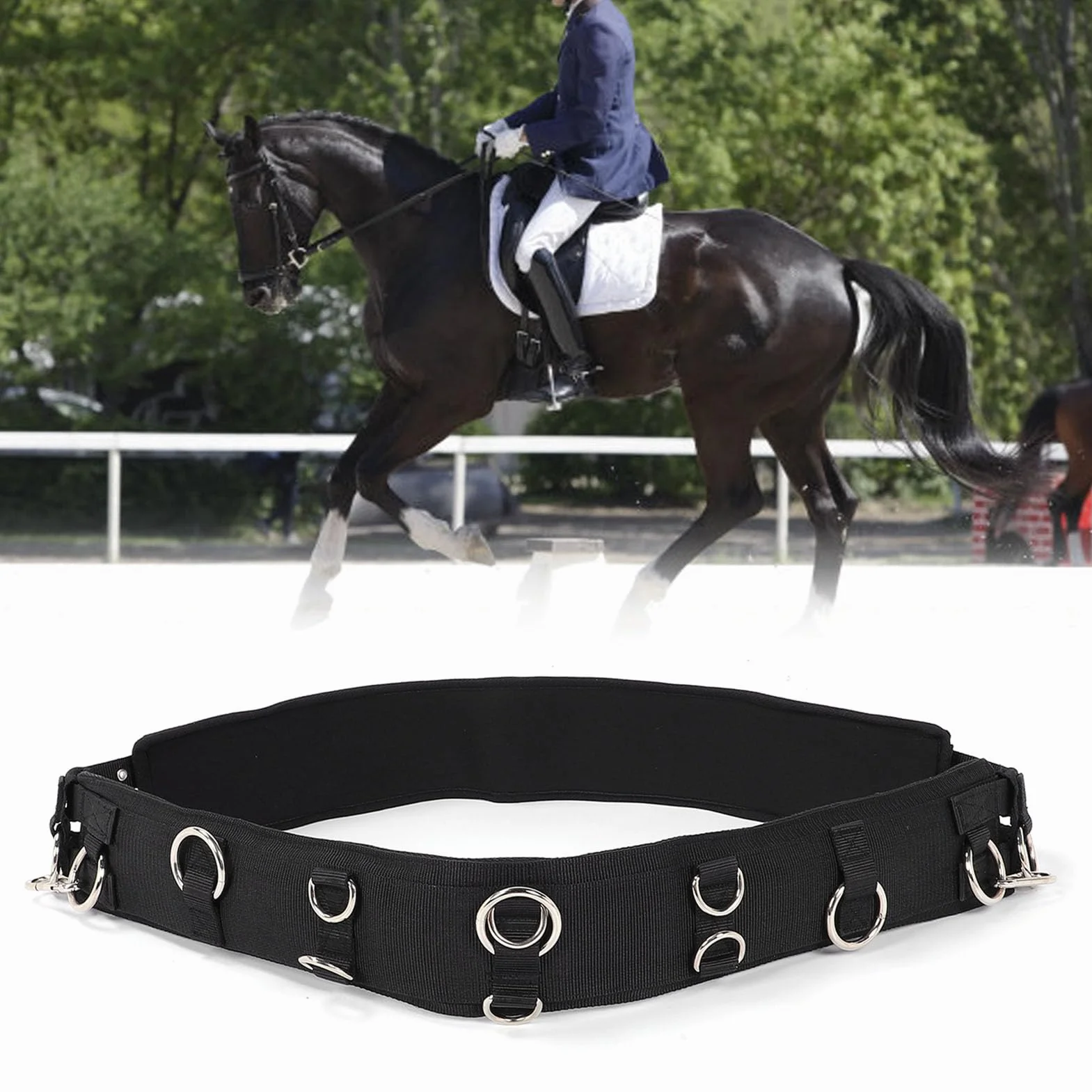 Pyhodi Cinchuelo de Entrenamiento para Caballos, Cinchuelo de Entrenamiento de Caballos de Cuero Profesional con Diseño Ajustable Cinchuelo de Entrenamiento, Cinchuelo de