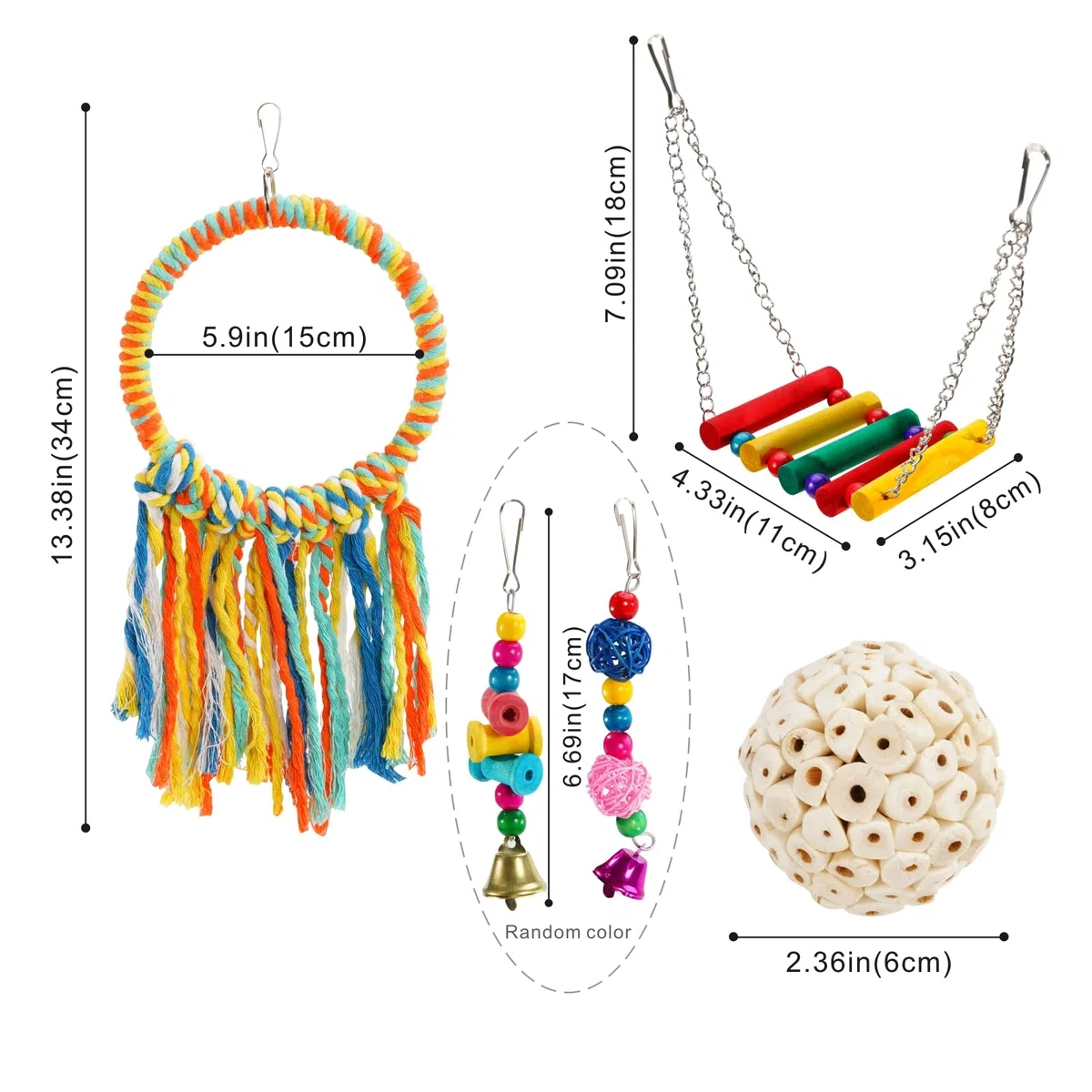 Juguetes de columpio para pájaros, juguetes de periquitos, juguetes naturales para pájaros, accesorios de jaula de pájaros, masticables, perchas colgantes para pájaros, adecuadas para