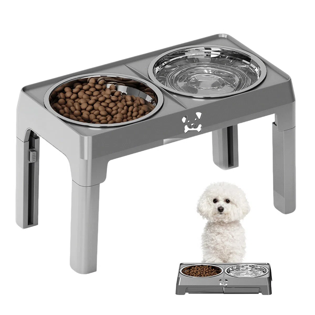 Comederos Elevados De Comida Para Perros Plato Antideslizante 5 Alturas | Cuencos De Acero Inoxidable Para Perros Con Soporte Protección De Cuello Y La Columna En Gatos Interiores, , Ca