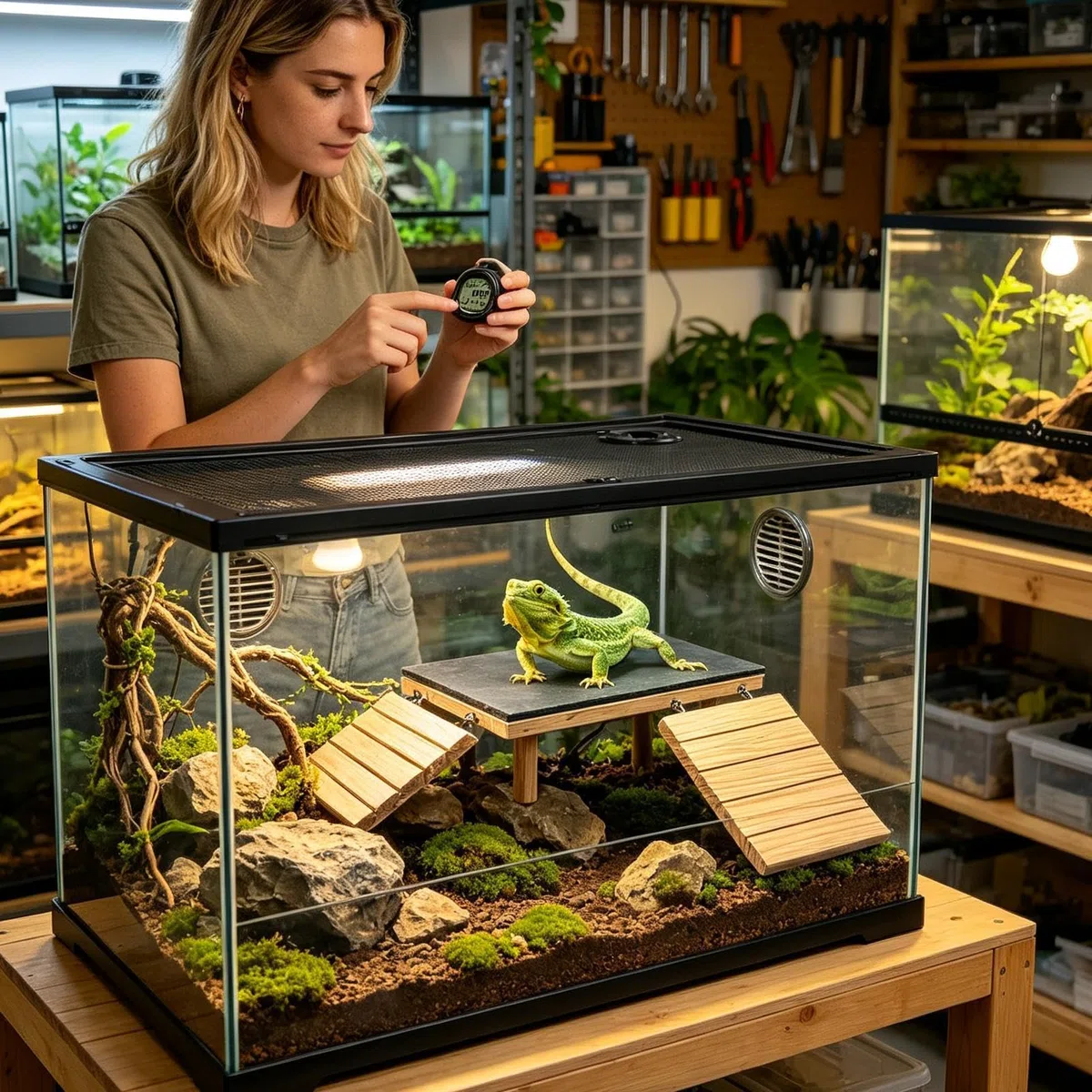 Plataforma de asoleo en terrario para Reptiles Fácil Instalación Plana con