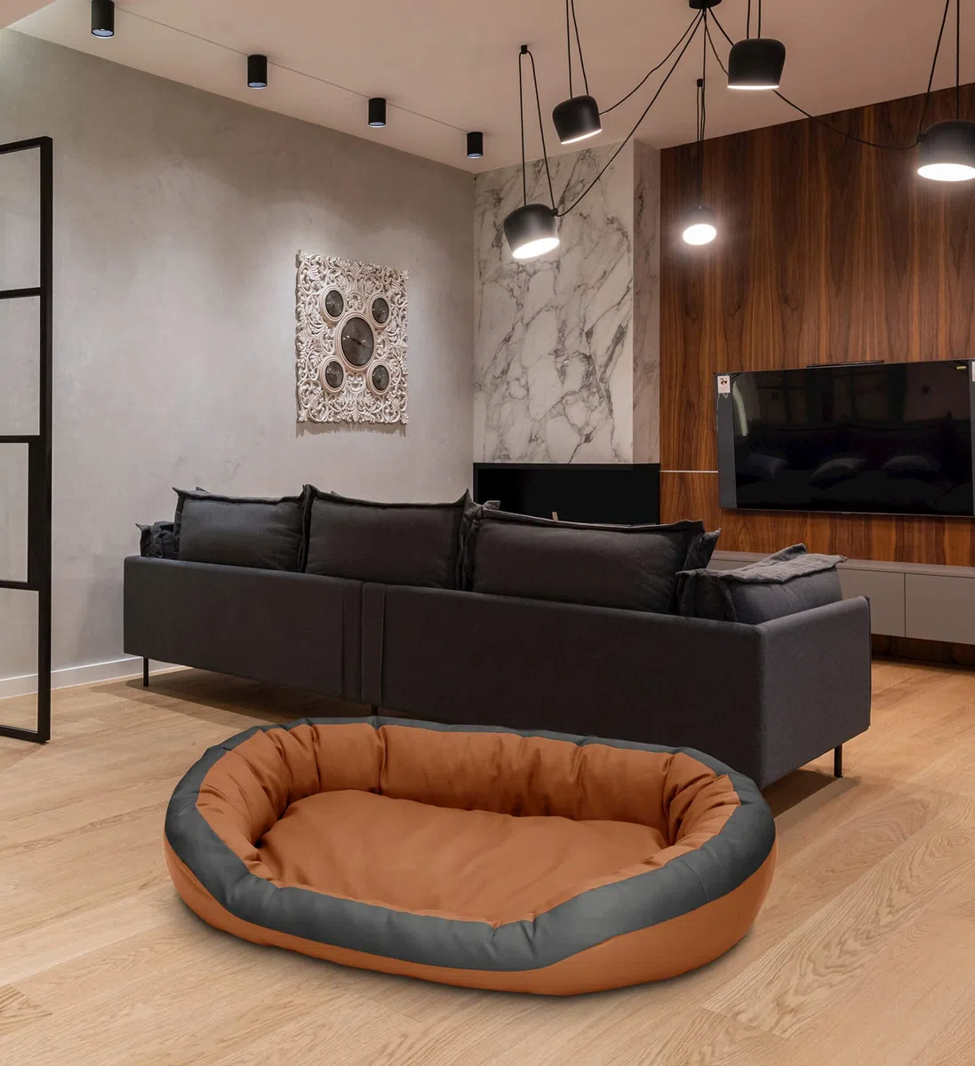 Cama para perros de cuero ecológico, suave para perros medianos y grandes, cama mullida para perros, sofá Luxus XL/XXL