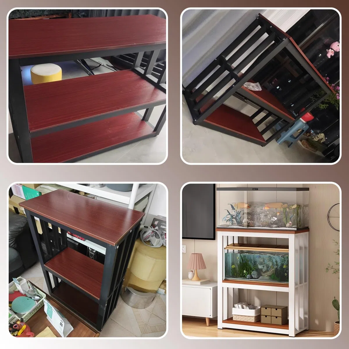 Soporte de metal pesado para acuario, armario para tanque de reptiles con accesorios, adecuado para múltiples tanques, diseño resistente y elegante