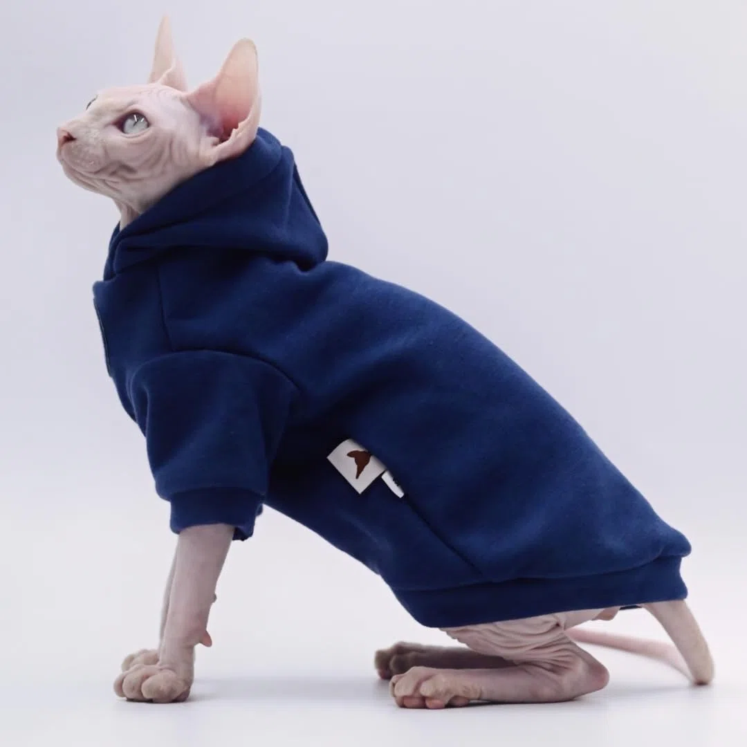 Sphynx - Ropa para gatos – Sudadera gruesa y cálida con capucha y chaleco para gatitos sin pelo, Devon, Cornish, Peter Bald Kittens (mediano)