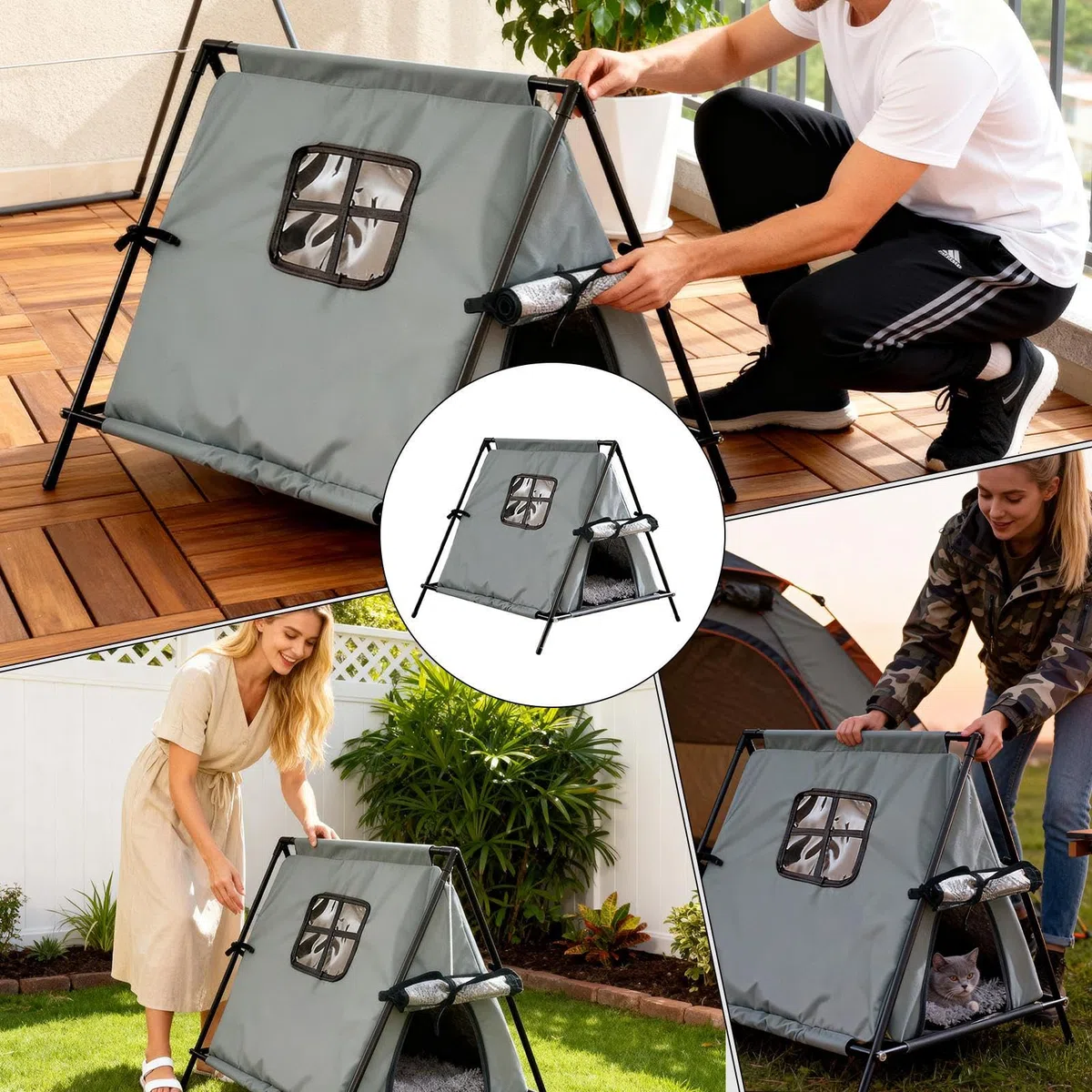 Casa para Gatos De Exterior Resistente A Las Inclemencias del Tiempo Cama