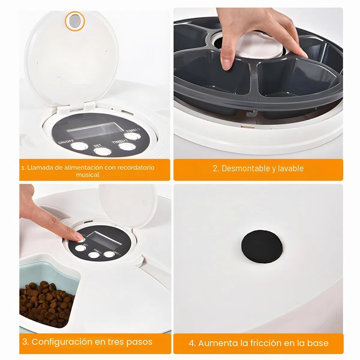 PORFOYO Comedero Automático Para Gatos Con Refrigeración, Alimentador Inalámbrico Con Batería Y Temporizador, Dispensador De Comida Seca Y Húmeda Con Pantalla LCD, 6 Compartimentos
