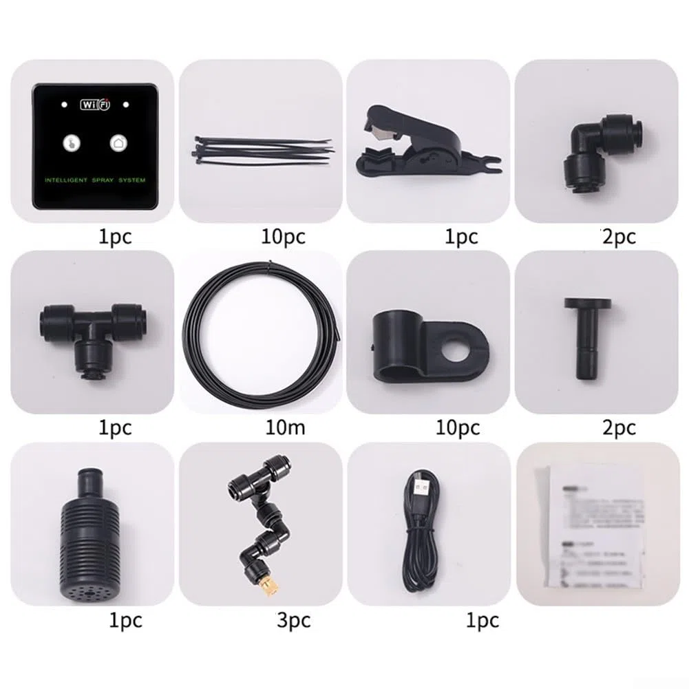 Sistema inteligente de nebulización de terrario WiFi, control remoto 360 WiFi, kit de pulverización de humidificación de bosque lluvioso, bomba autocebante ABS PE Co 4 boquillas (3 boquillas)