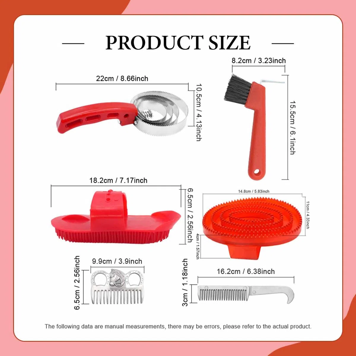 Kit de Aseo para Caballos de 6 Piezas Trails Coat Horse Cleans Tools (Manos para La Limpieza Diaria de Caballos)