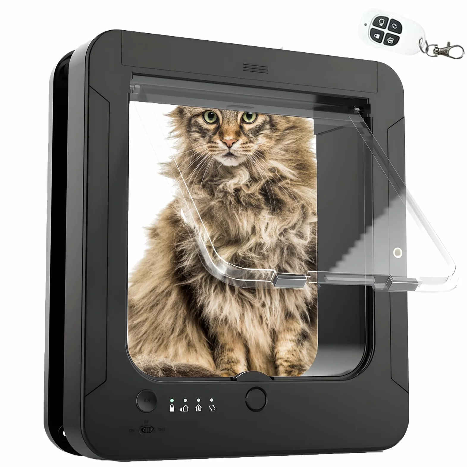 Smart Puerta electrónica automática para gatos con tecnología RFID de microchip, bloqueo de 4 vías, diseño resistente a la intemperie para un acceso seguro de mascotas en hogares