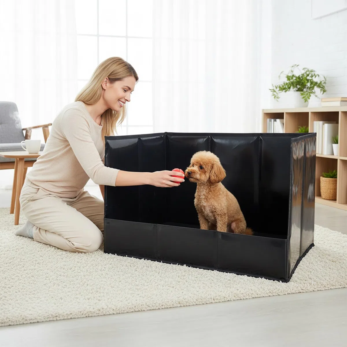 Arenero para perros, paredes altas para interiores, aseo, suministros para mascotas, porta pis para perros, arenero para casa, apartamento, salón, balcón, exterior, porche, limpieza del patio
