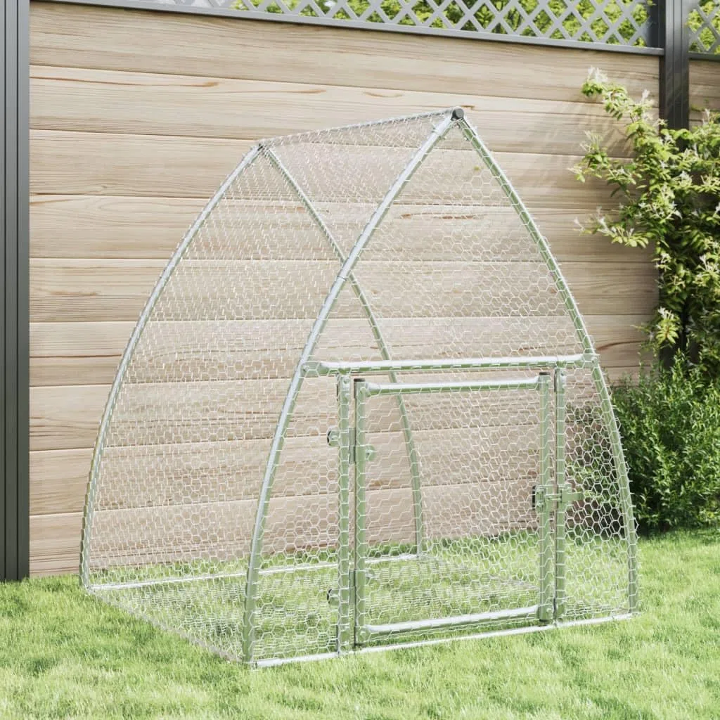 Conejera plateada de acero galvanizado, 105 x 100 x 120 cm, con puerta y cerradura, jaula para animales pequeños para conejos, casa de roedores, rueda libre y salida al aire libre para