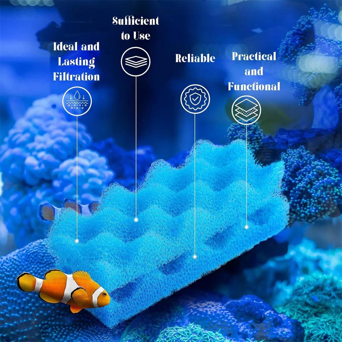 Juego de almohadillas de espuma para filtro de acuario compatible con sistemas de depósito 306 307, paquete de 40 piezas de esponja de repuesto para mantenimiento de acuarios, relleno de esponja