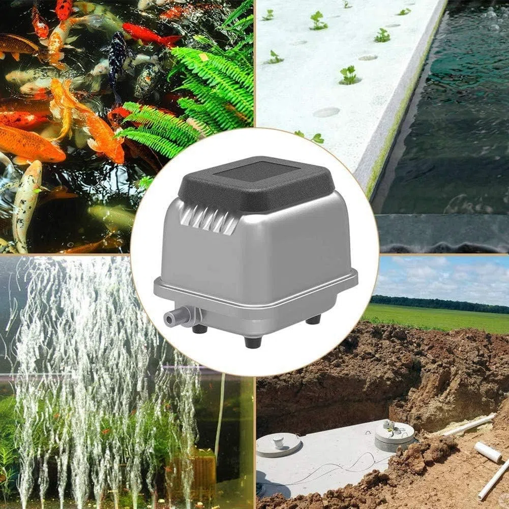 Bomba De Aire Eléctrica con Cable, Aleación De Aluminio Hjb120 Zl, Diseño Lubricante Sin Aceite, para Acuario, Peces Tk, Estanque, Tk Séptico, Hidroponía - Hast, Silver, Black, HJB120