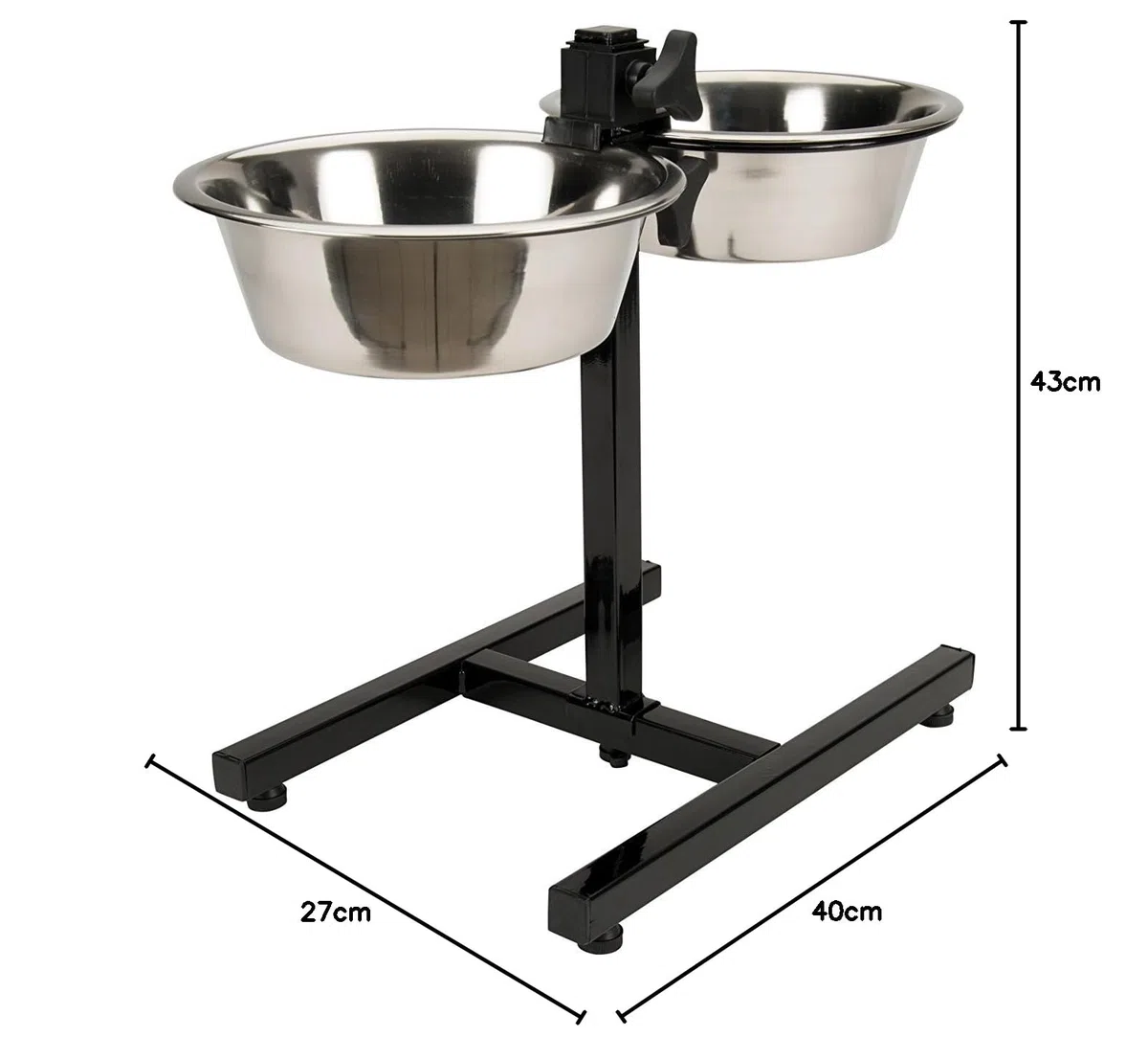 Tyrol Cuenco Doble Elevado/Soporte para Cuenco Ajustable en Altura/2 Cuencos de Acero Inoxidable, 28 cm, 4 Unidades