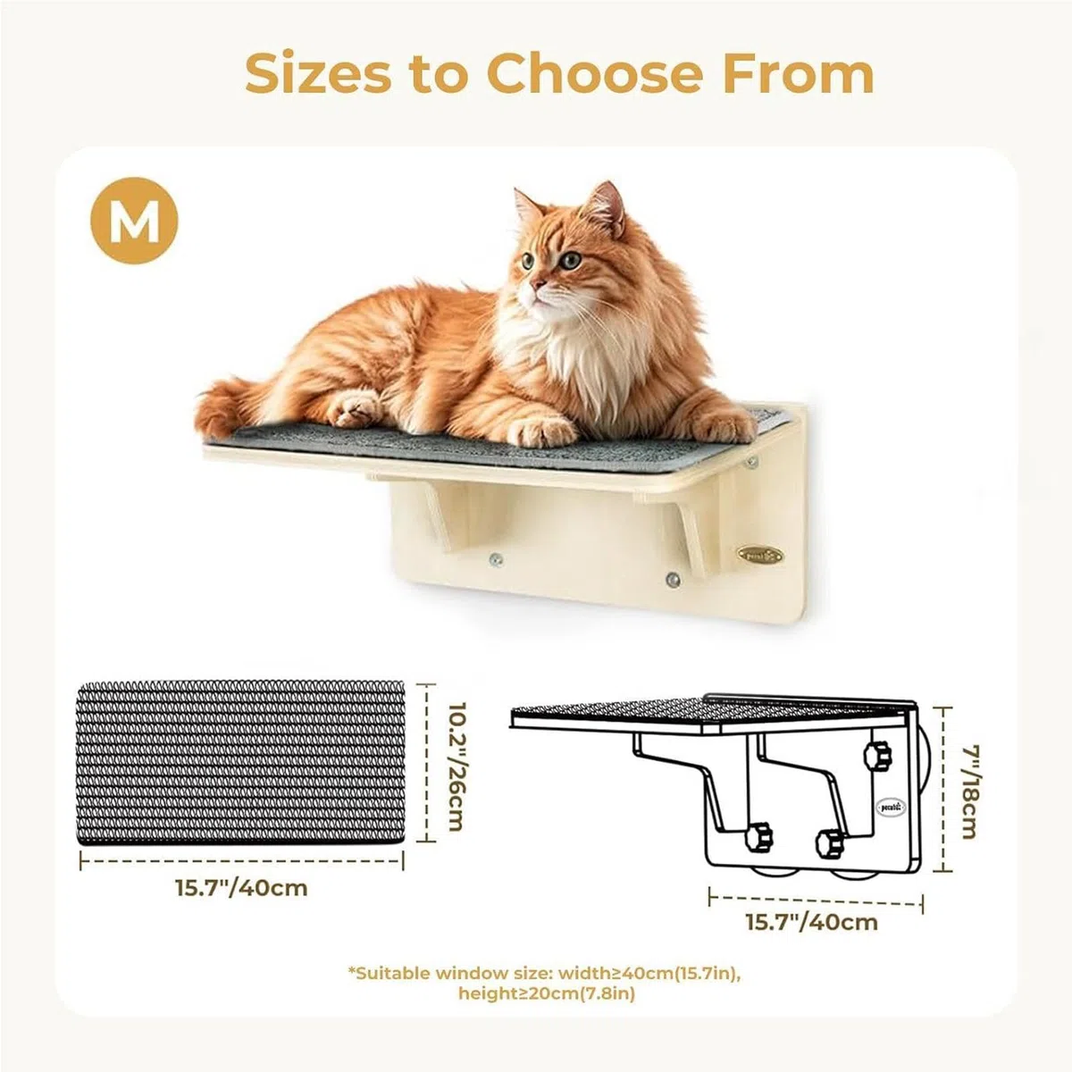 Balcón Ventana para Gatos Asiento Escalador De Madera Con | Estante para Gatos de Pared o Ventana Para Hogar, Sala De Estar, Dormitorio, Ático
