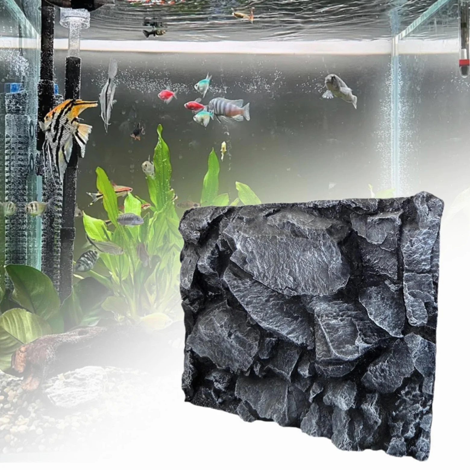 Base para Terrario Fabricada en Material PU para Acuarios, 60 X 45 X 6,4 Cm, para Decorar Hábitats de Anfibios, Accesorio Multifuncional, a, Individual