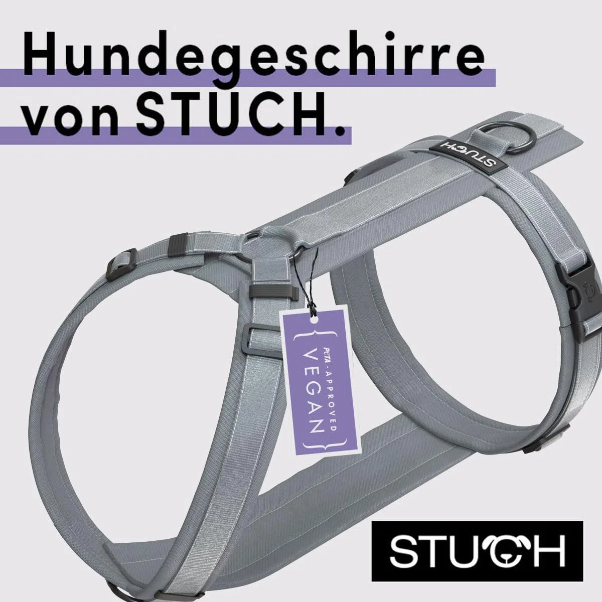 STUCH Arnés para perros – Arnés ajustable de nailon – acolchado – para perros pequeños, medianos y grandes (gris, XXS)