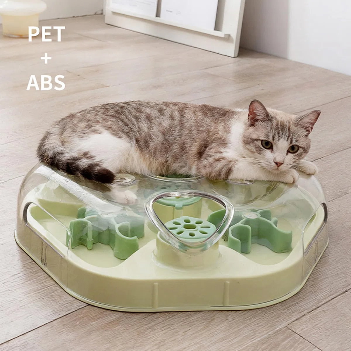 ordinarYone Dispensador interactivo de comida para gatos con mundo en movimiento y función de alimentación progresiva para que los gatos de interior se mantengan activos y