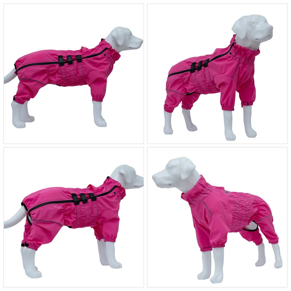 Chaqueta impermeable para perros, chaqueta impermeable ligera e impermeable reflectante de seguridad para perro, resistente al viento, chaleco para perros pequeños, medianos y grandes, rosered M