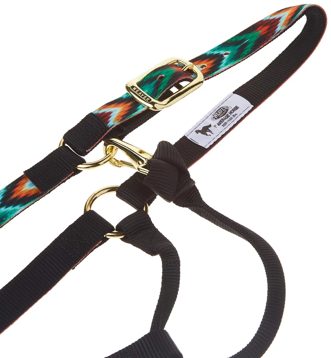 Weaver Equine Weaver Leather Nylon Halter Cabestro de Caballo Ajustable de Nailon para Barbilla y Garganta, Promedio, Multicolor, Negro/Multi Chevron, Average Horse