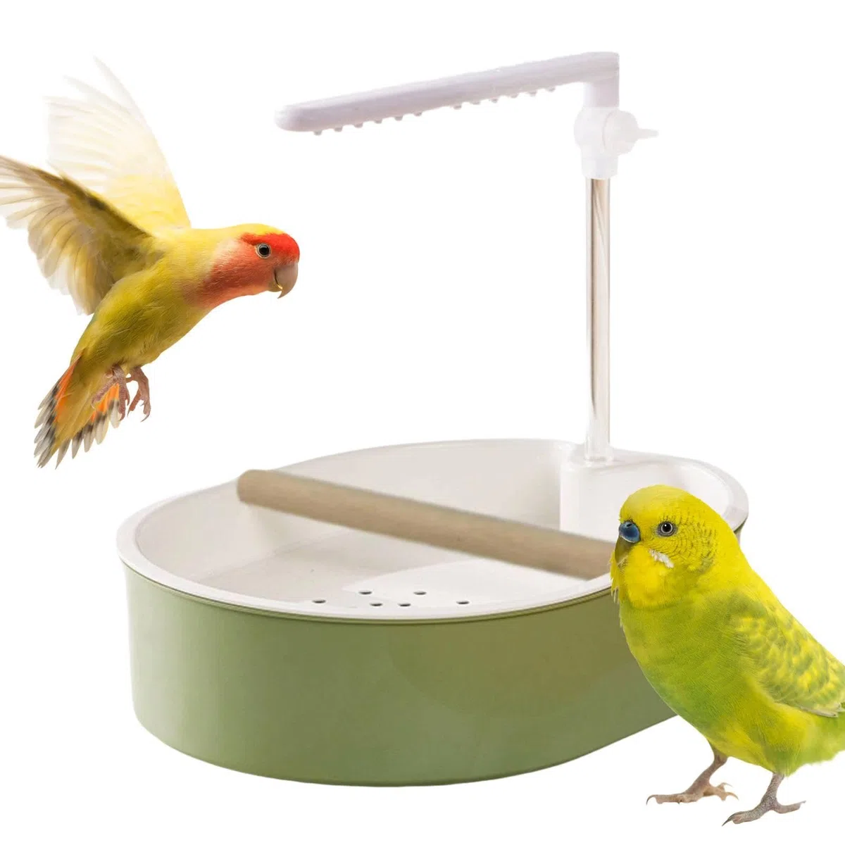 Baño Automático para Pájaros, Accesorio para Jaula de Loros, Fácil de Instalar, Robusto, para Jilgueros Y Periquitos, Estilo de Línea Blanco