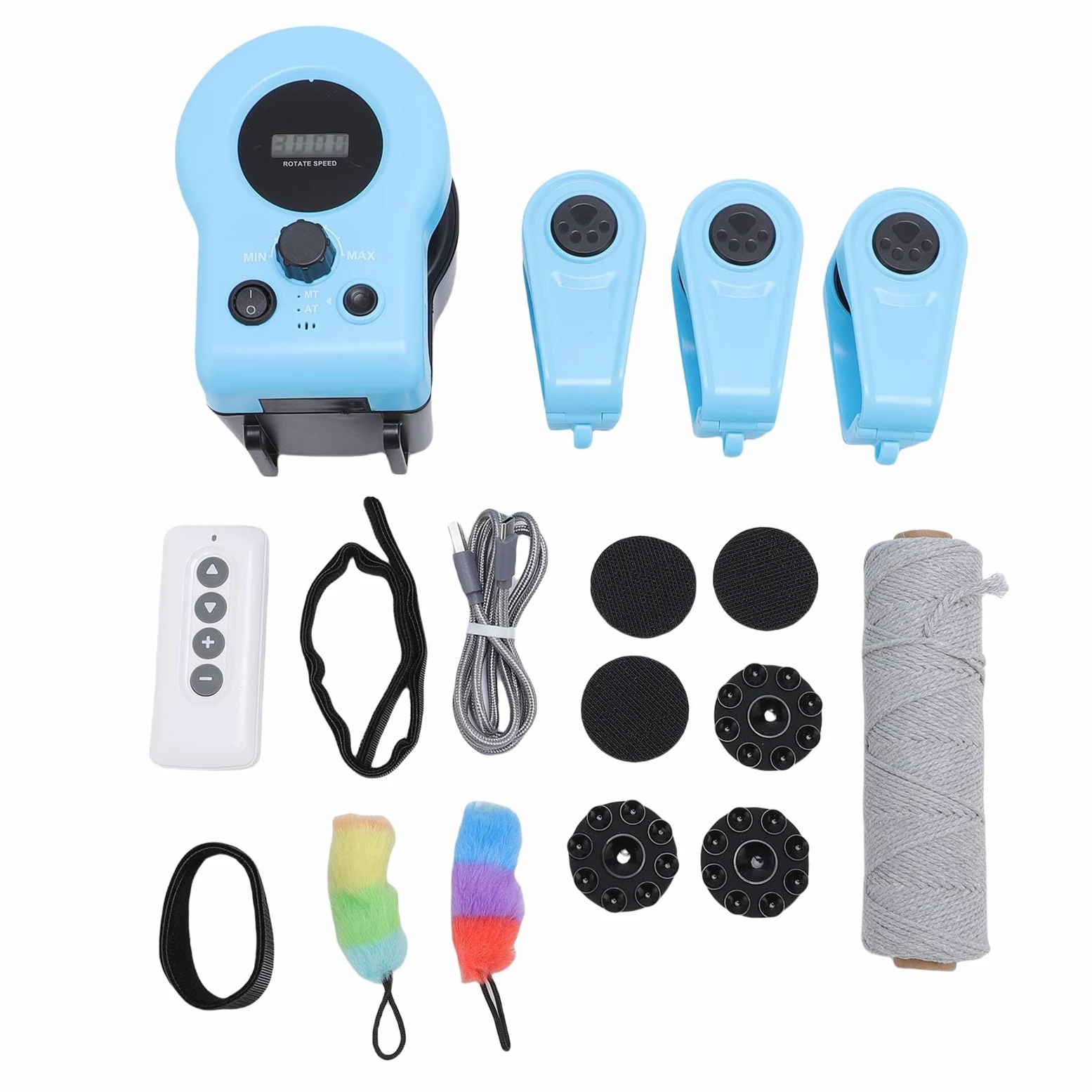 Jiawu Juguete Eléctrico para Gatos con Control Remoto, Sonido Atractivo y Diseño de Plumas para Jugar en Interiores