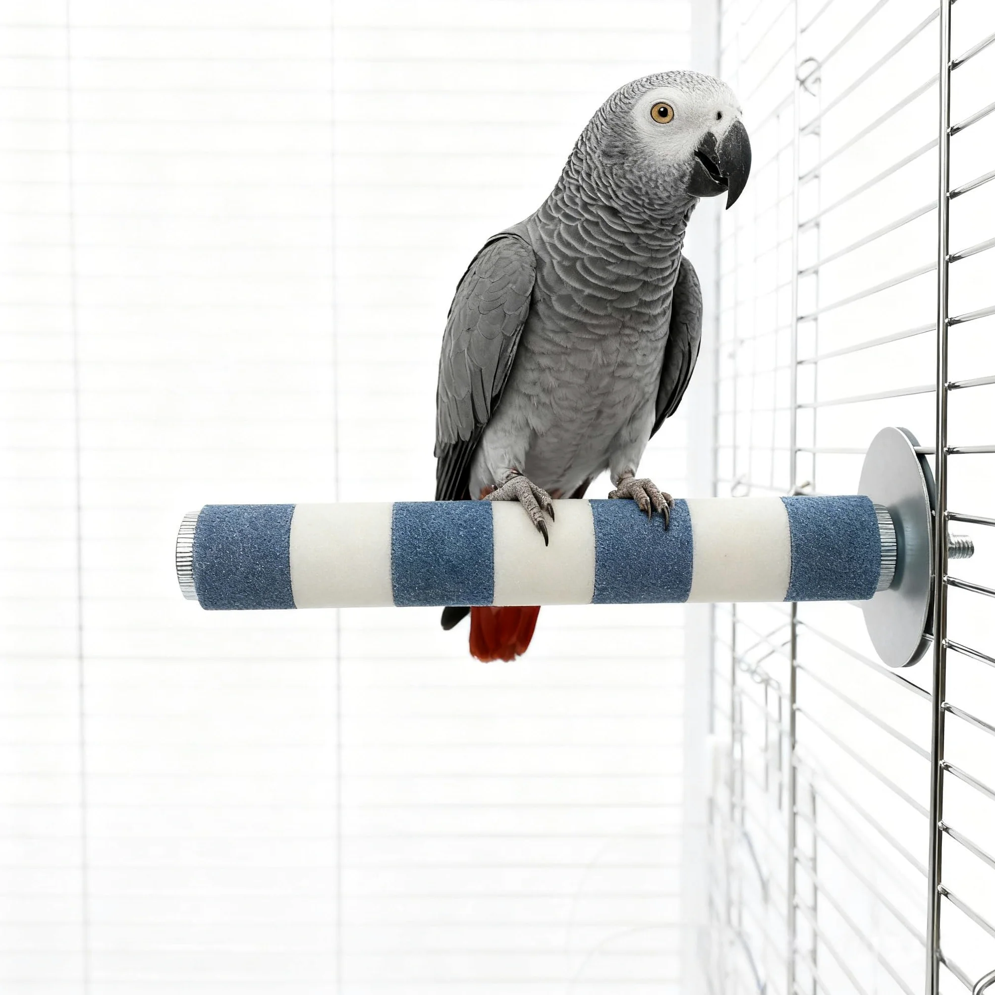 AOTU Perca para pájaros, perca de arenisca natural, perca para loros, perca duradera de pico y garra, piedra de molienda para pájaros, 7.9 x 1 pulgadas, accesorio seguro no tóxico de larga duración