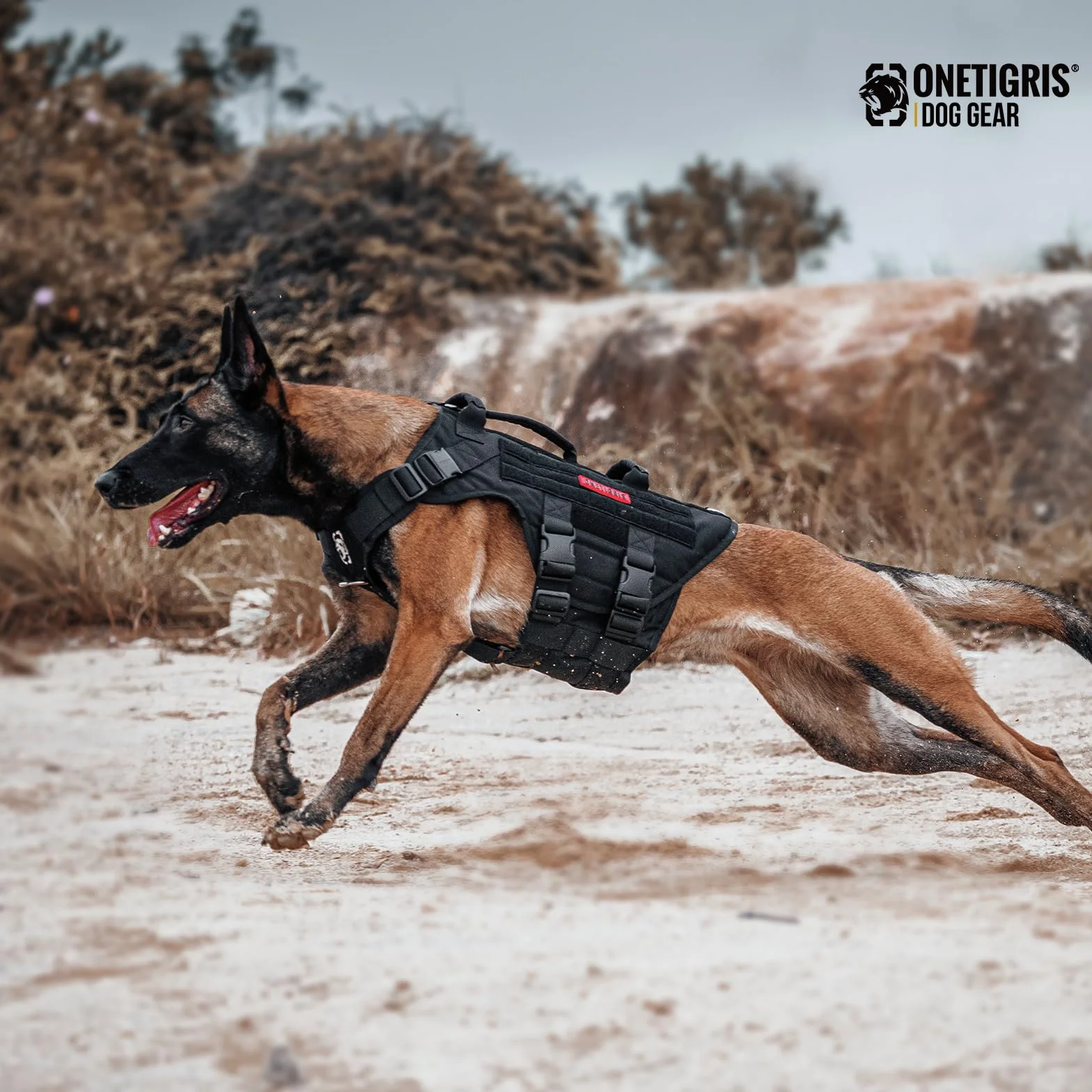 OneTigris Arnés Táctico para Perros X Destroyer - Ajustable, Antitracción, con 3 Asas y 2 Hebillas de Metal - Seguridad (Negro L)