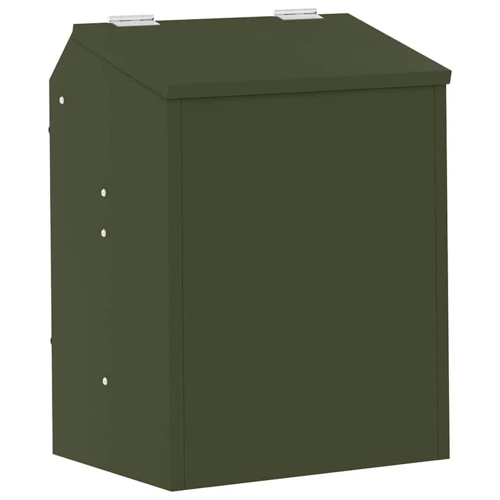 Comedero para conejos verde oliva de acero laminado en frío, 33,5 x 25,5 x 45,5 cm, resistente a la intemperie, con clips y agujeros para interior y exterior, capacidad de 3 kg, estable y fácil