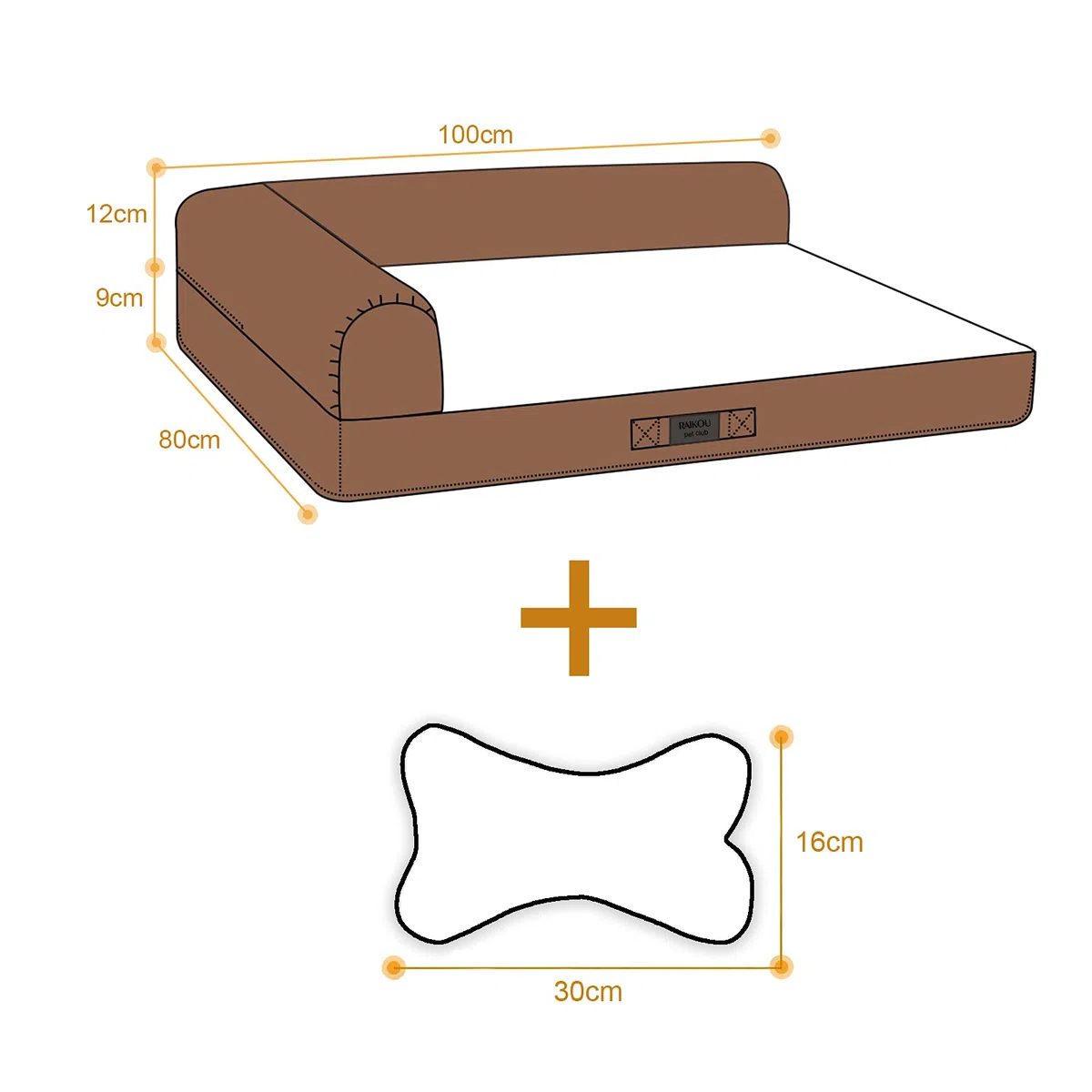 RAIKOU Cama Ortopédica para Perros Grandes,Sofá para Perros,Cama para Mascotas,Cama para Perro de Espuma viscoelástica,Desmontable y Lavable(Gris Mezclado,100 * 80cm)