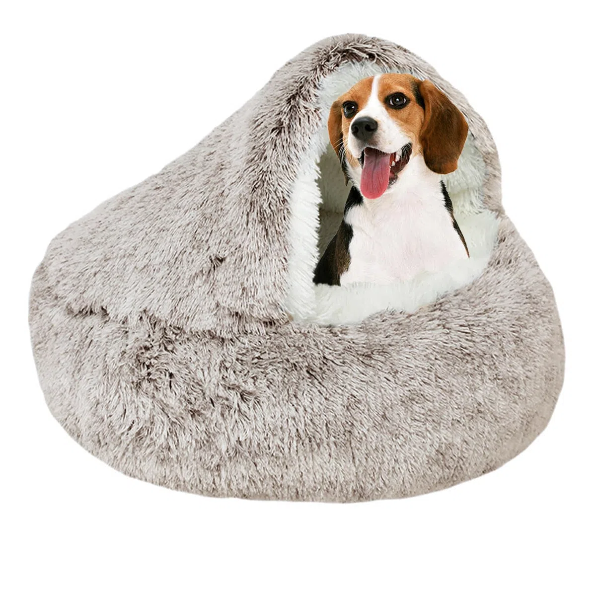 Cama calmante para perros, cama de felpa esponjosa para mascotas de menos de 10 kg, cama grande para perro, lavable, antideslizante, nido de gato, resistente al viento, acogedora cama para interiores