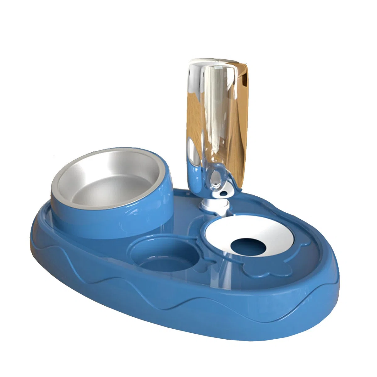 Cuenco for Gatos con Soporte de Acero Inoxidable for Comida y Agua, Cuencos for Perros, Cuenco Doble for pequeños(Blue)