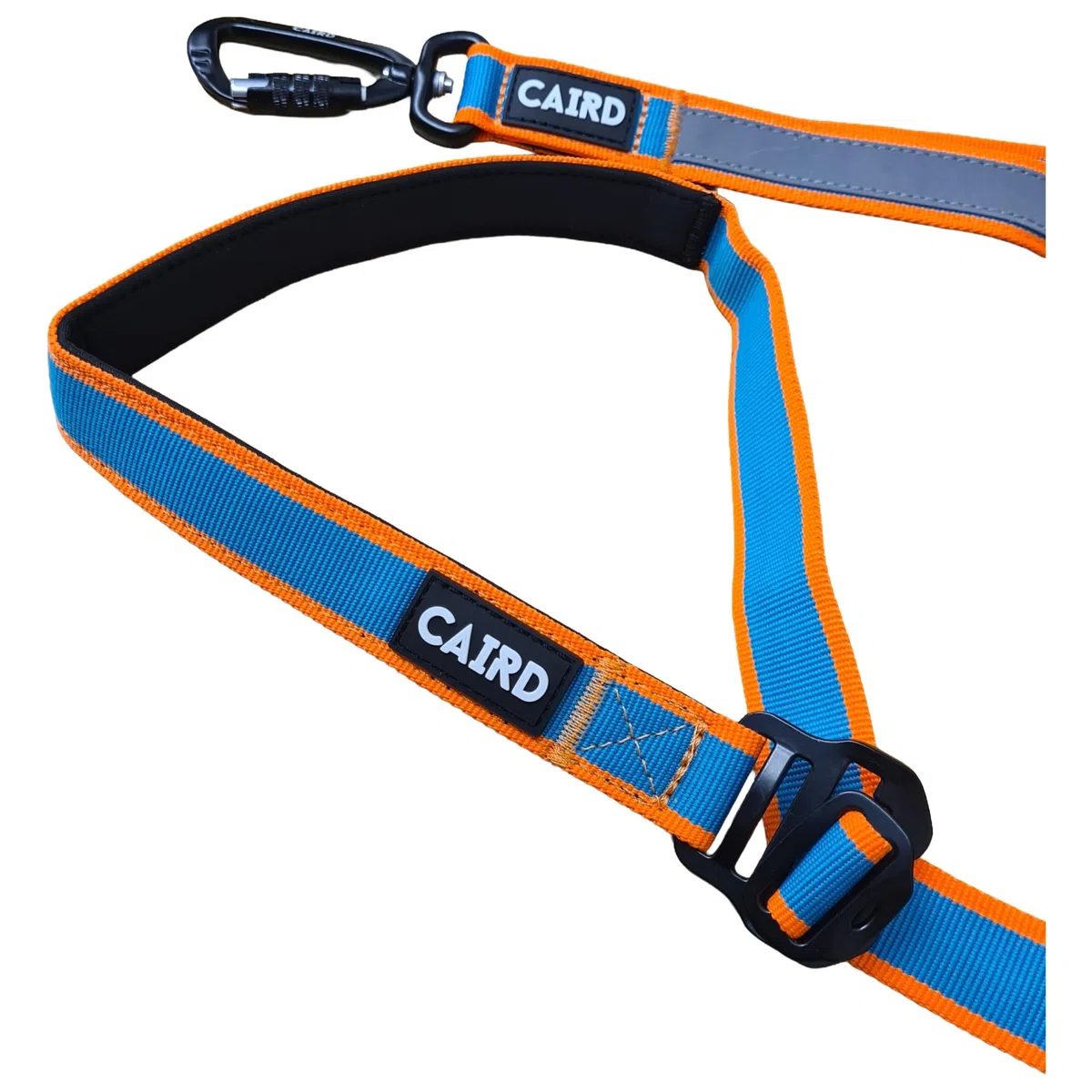 Correa elástica para Perros CAIRD Freedom to Run, Correa para Perros Manos Libres con asa Acolchada, cinturón Ajustable, mosquetón de Aluminio (Naranja y Aguamarina)