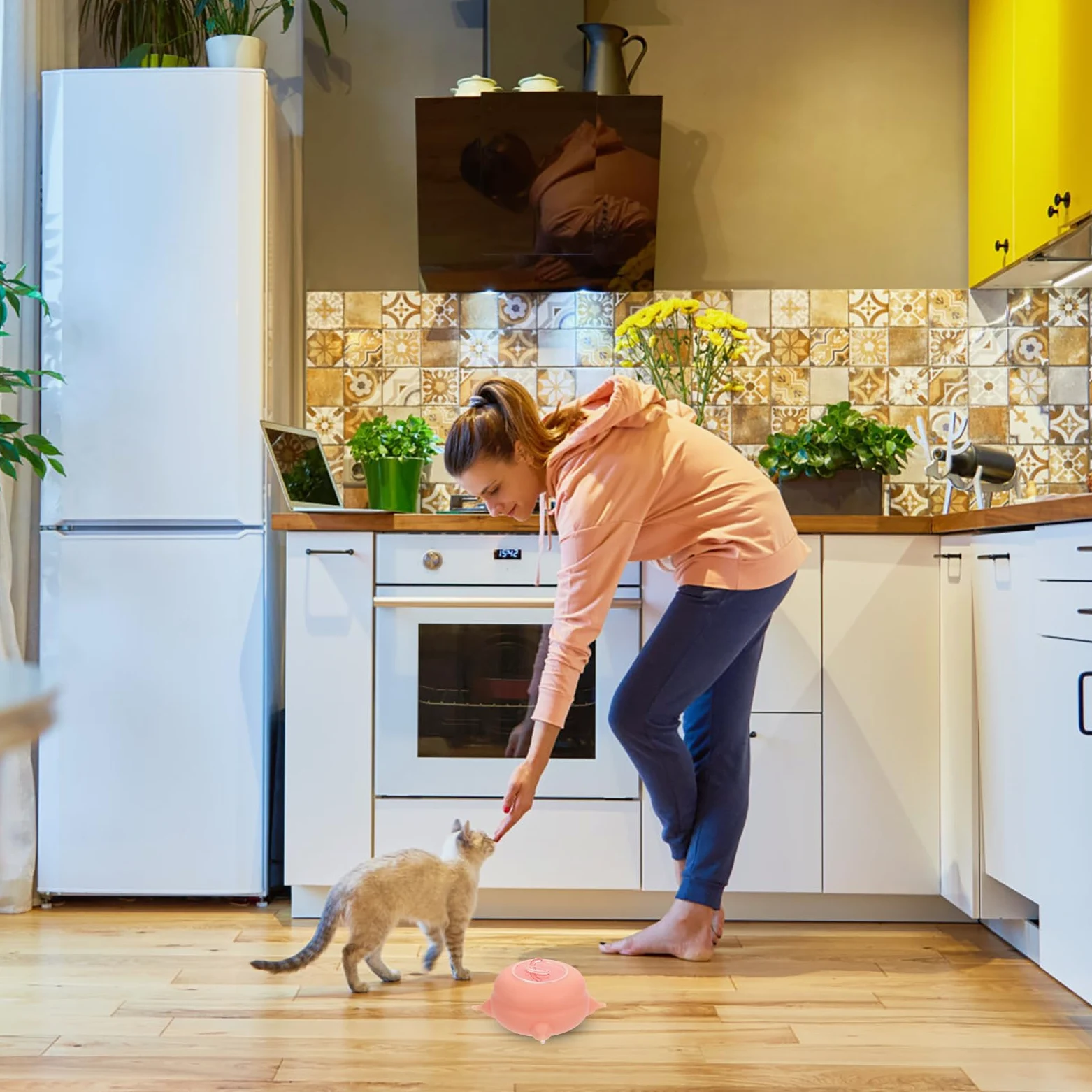 Herramienta de Alimentación Juguete de Entrenamiento para Gatitos y Chupete de Silicona Rosa para Pequeñas