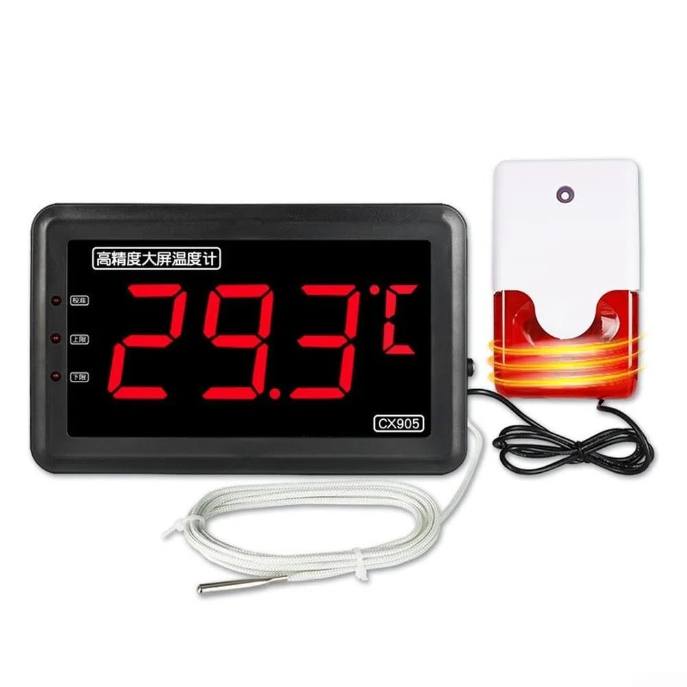 Termómetro digital impermeable con pantalla grande y alertas visuales audibles para medición de alta temperatura en acuicultura e industria rojo (A)