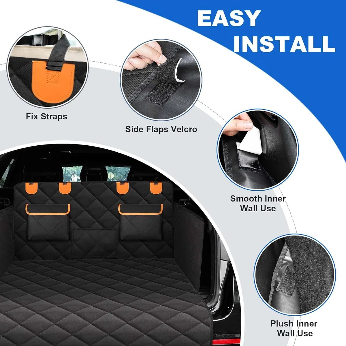 Funda Coche Perro para Ford Puma/Taurus, Tela Oxford Impermeable 600D Funda Maletero Coche Perros Resistente A Los Arañazos Manta Perro Coche,Orange