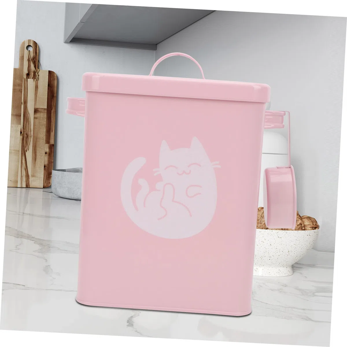 1juego Contenedor De Comida Para Mascotas Con Tapa Cubo Almacenamiento De Piensos Para Perros y Gatos Diseño Elegante y Prueba De Humedad Para Alimentos Secos y Snacks