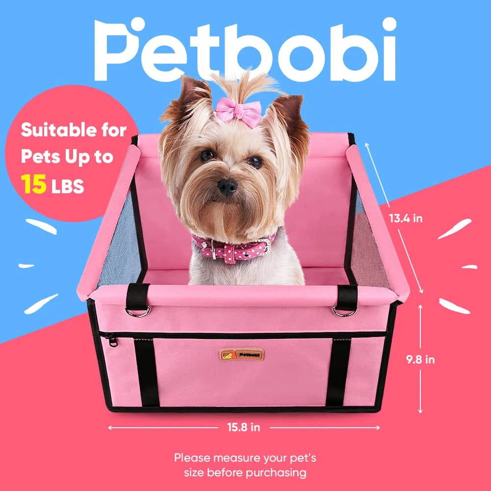 Pet Reinforce - Asiento Elevador de Coche para Perros y Gatos, Bolsa portátil y Transpirable con cinturón de Seguridad, transportador de Perros, Seguridad Estable para Viajes, con Correa de Clip con