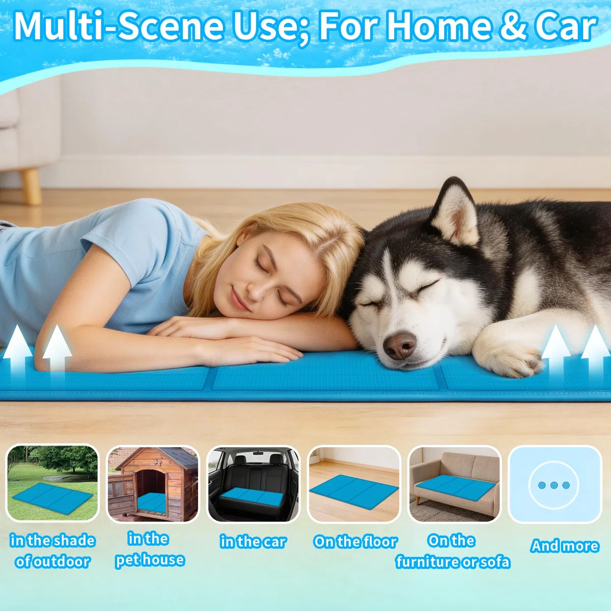 Alfombrilla refrescante para perros, 120 x 75 cm, materiales de actualización, gel sólido no tóxico, alfombrilla autorefrigerante para perros, refrigeración rápida en verano caluroso para