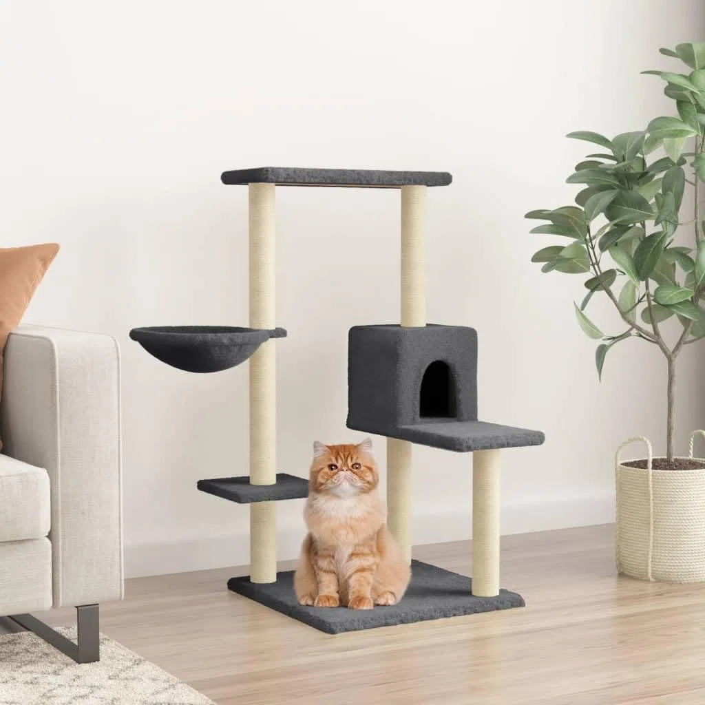 Rascador para Gatos con Postes de sisal Gris Oscuro 95 cm, LAPOOH Rascador Gato, Arbol Rascador para Gatos, Gatos Accesorios, Torre Gatos, Arranhador para Gatos, Casa para Gatos