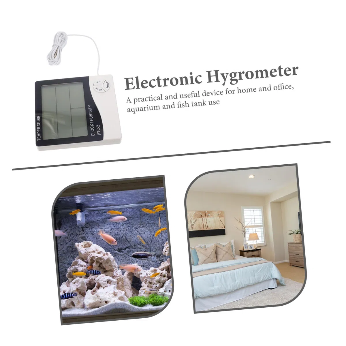 BESPORTBLE 2piezas Termómetro Digital Lcd Para Acuario y Terrario Higrómetro Electrónico Pantalla y Clara Monitoreo De Temperatura Del Agua Para Mantener Un Saludable Para Peces y Plantas