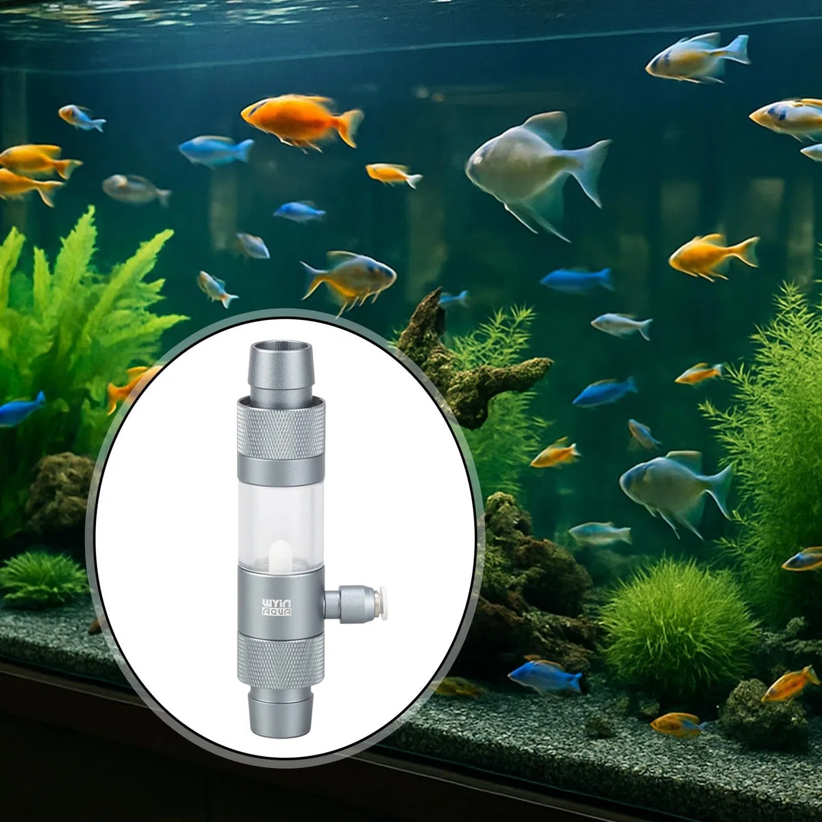 Difusor de CO2 para Acuario de Burbujas de Aluminio Y Acrílico con Ventana Transparente Diseño Compacto Y Conexión Rápida Adecuado, Wy500120