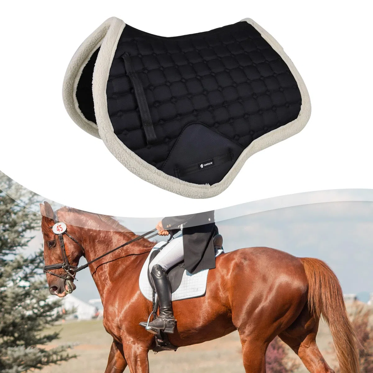 F Fityle Protector de Silla de Montar para Caballo, Almohadilla Absorbente de Sudor para Caballo, Accesorio Deportivo práctico y Resistente al Desgaste.