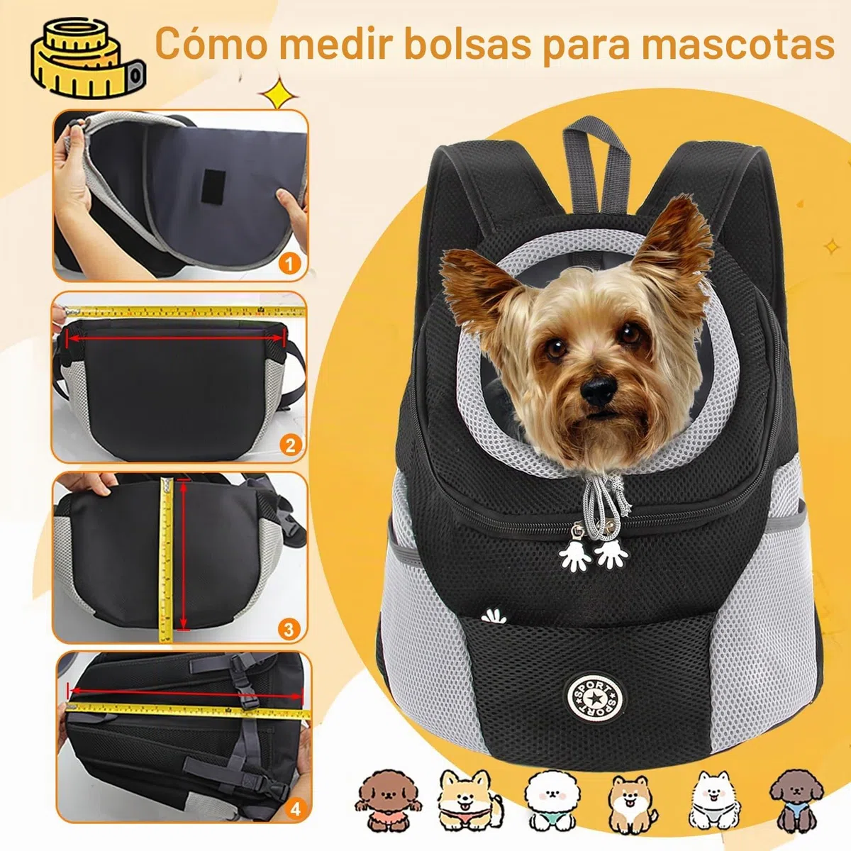 M MUNCASO Mochila Transportadora para Perros y Gatos, Bolsa de Viaje para Mascotas, Paquete Frontal para Cachorros, Aprobada por Aerolíneas para Viajes de Senderismo al Aire Libre