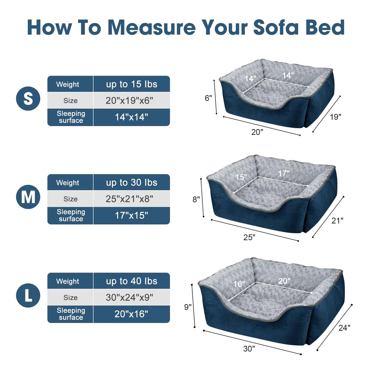 JOEJOY Cama Rectangular para Perros Grandes, medianos y pequeños, sofá Cama ortopédica Lavable, Suave y Transpirable, Cama calmante Duradera para Perros con Parte Inferior Antideslizante, Varios