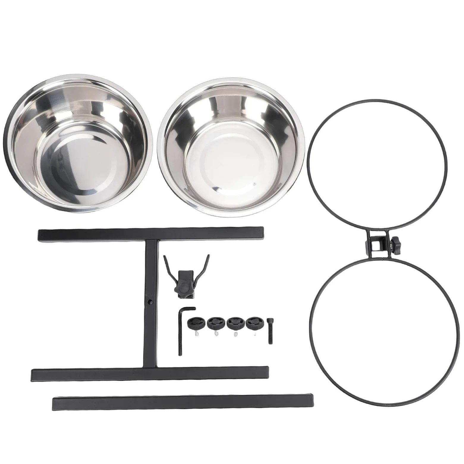 TOPINCN Soporte Elevado para Cuenco para Perros con 2 Cuencos de Acero Inoxidable, Ajustable de 3,2 a 11,8 Pulgadas, Estación de Alimentación Antideslizante para Perros Pequeños,