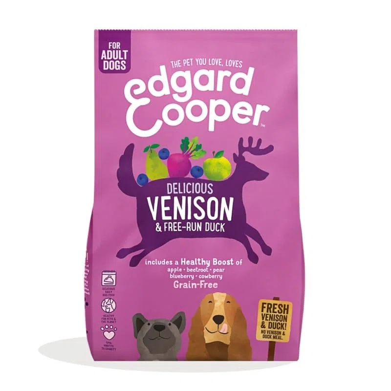 Edgard Cooper Pienso para Perros Adultos, Venado y Pato, Sin Cereales, 12kg