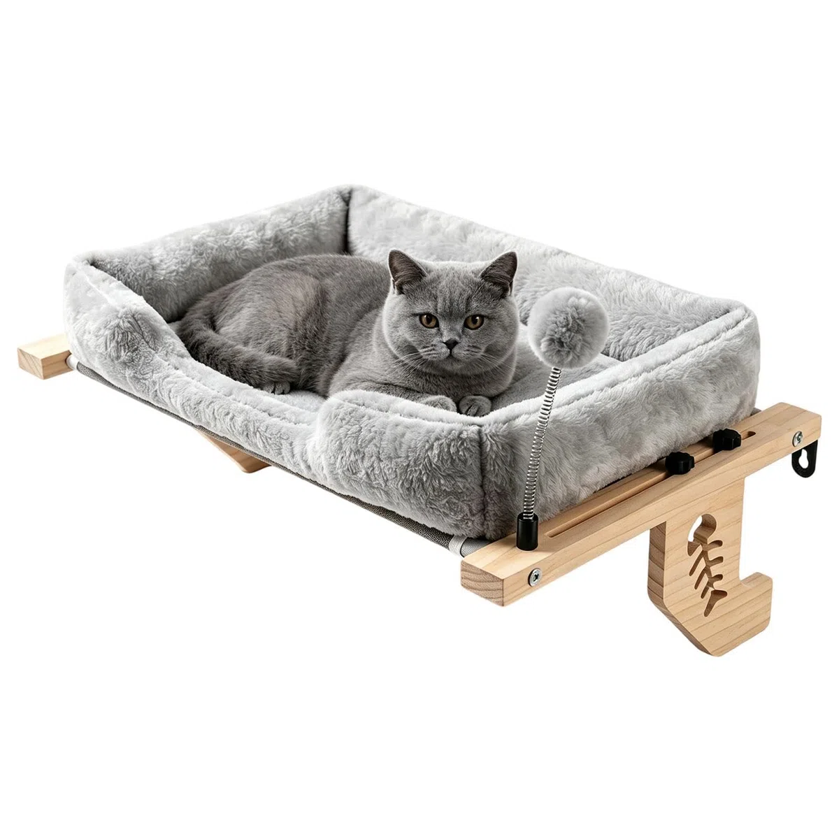 Hamaca De Ventana Para Gato Lugar De Descanso Con Cojín Mullido Y Pelota | Posadero Con Cojín Para Gatito De Ventana Para Hogar Apartamento Alféizar Mesita De Noche Cajonera Armario