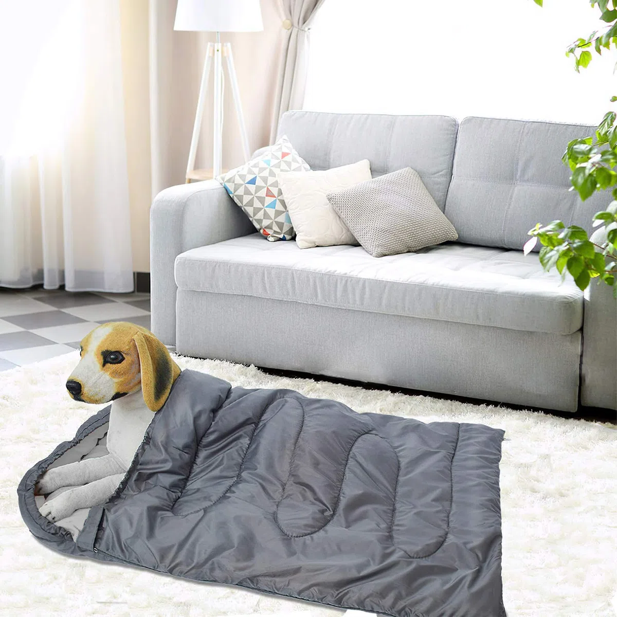 Saco de dormir para perro, impermeable, cálido, plegable, con bolsa de almacenamiento para interiores y exteriores, viajes, camping, senderismo, mochila (43 pulgadas de largo x 27 pulgadas)