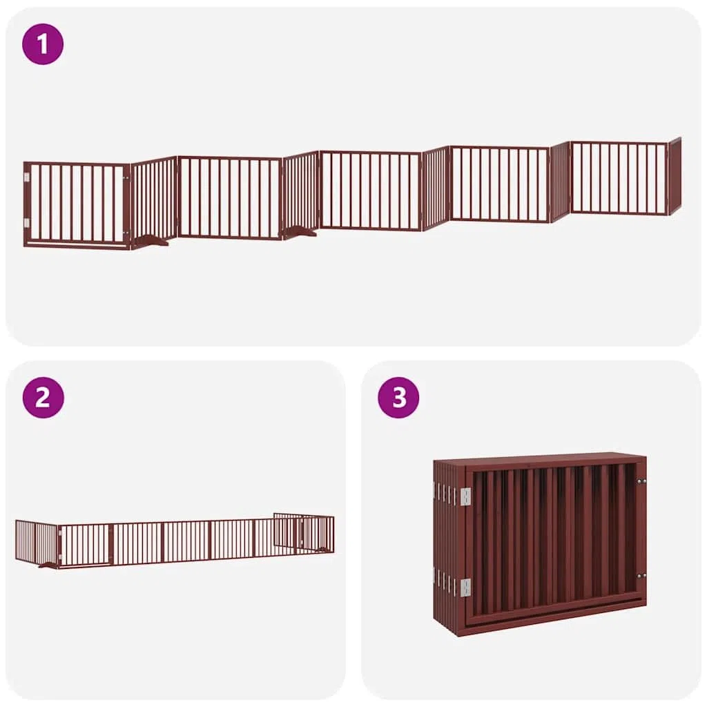Puerta para perros con puerta marrón 800 cm madera de álamo plegable portátil al aire libre interior seguridad para mascotas para perros, cachorros, protección, entrenamiento, hogar, jardín